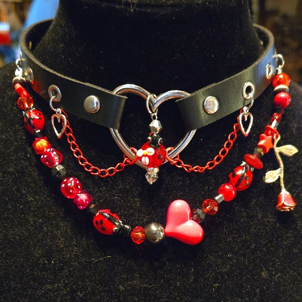 Chic Ladybug, Heart Charm Necklace